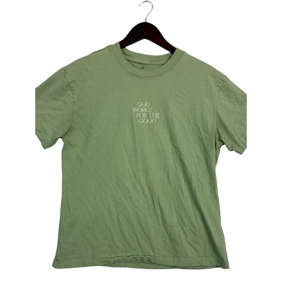 EF Other - God Works for the Good Sage Green Christian Graphic T Shirt Size Small